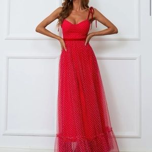 red floor length/prom dress